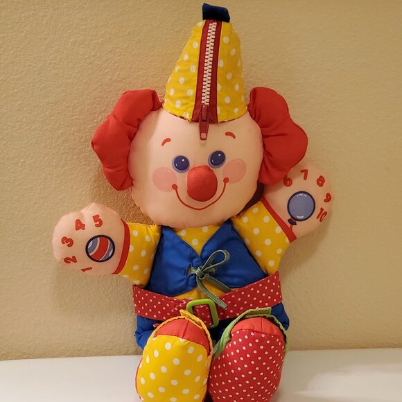 1990 Fisher Price Cloth Doll Happy Clown Play Doll Learning Toy - Picture 5 of 7